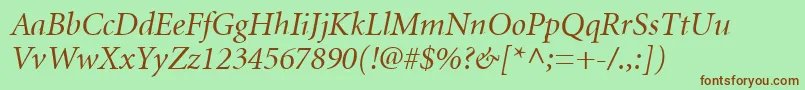 MinionCyrillicItalic Font – Brown Fonts on Green Background
