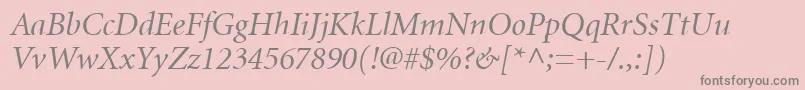 Fonte MinionCyrillicItalic – fontes cinzas em um fundo rosa