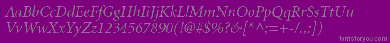 フォントMinionCyrillicItalic – 紫の背景に灰色の文字