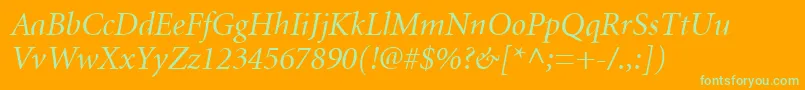 MinionCyrillicItalic Font – Green Fonts on Orange Background