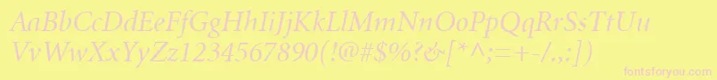 MinionCyrillicItalic Font – Pink Fonts on Yellow Background