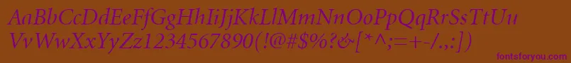 MinionCyrillicItalic Font – Purple Fonts on Brown Background