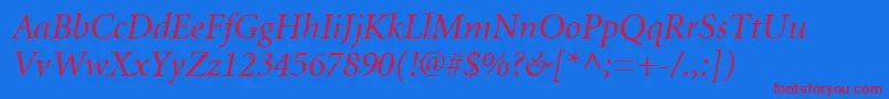 MinionCyrillicItalic Font – Red Fonts on Blue Background