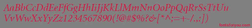 MinionCyrillicItalic Font – Red Fonts on Gray Background