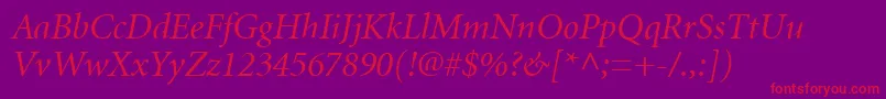 MinionCyrillicItalic Font – Red Fonts on Purple Background