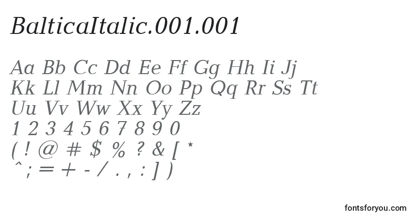Schriftart BalticaItalic.001.001 – Alphabet, Zahlen, spezielle Symbole