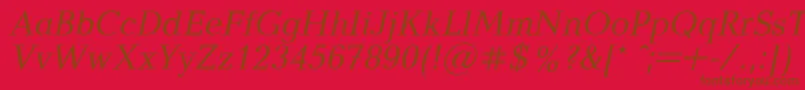 BalticaItalic.001.001-Schriftart – Braune Schriften auf rotem Hintergrund