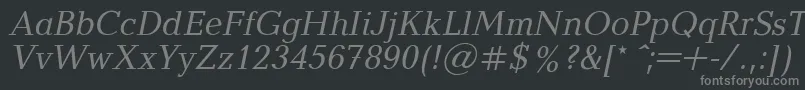 More about BalticaItalic.001.001 Font BalticaItalic.001.001 Font – Gray Fonts on Black Background