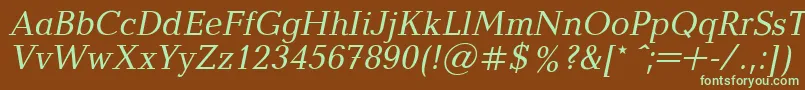 フォントBalticaItalic.001.001 – 緑色の文字が茶色の背景にあります。