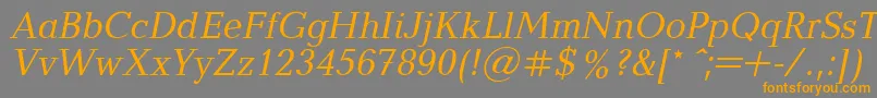 Weitere Informationen zur BalticaItalic.001.001-Schriftart BalticaItalic.001.001-Schriftart – Orangefarbene Schriften auf grauem Hintergrund