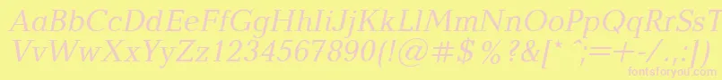 Fonte BalticaItalic.001.001 – fontes rosa em um fundo amarelo