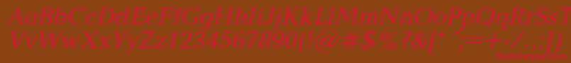 フォントBalticaItalic.001.001 – 赤い文字が茶色の背景にあります。