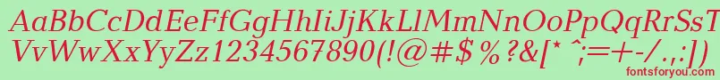 Шрифт BalticaItalic.001.001 – красные шрифты на зелёном фоне