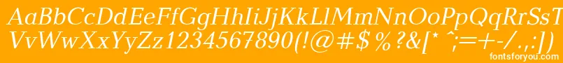 Fonte BalticaItalic.001.001 – fontes brancas em um fundo laranja