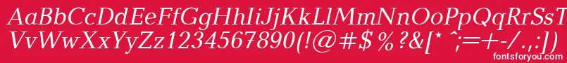 フォントBalticaItalic.001.001 – 赤い背景に白い文字