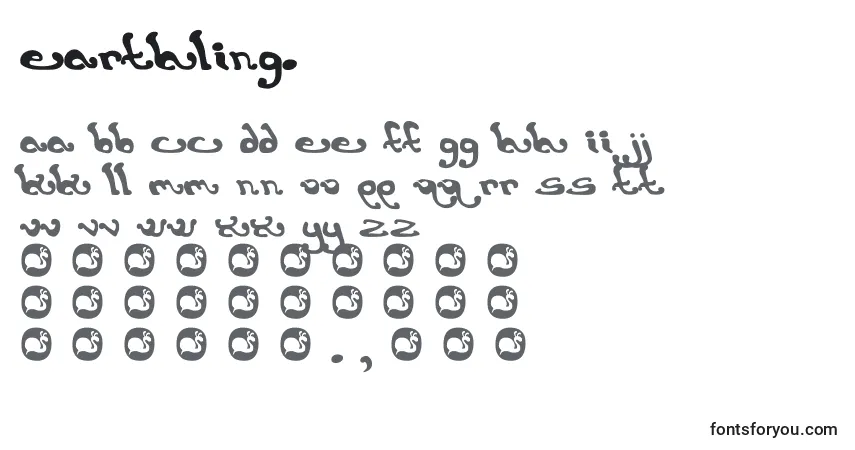 Czcionka Earthling. – alfabet, cyfry, specjalne znaki