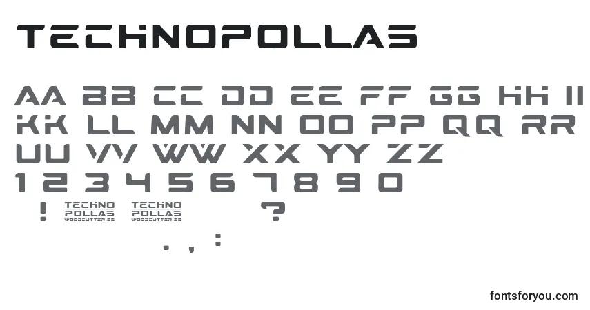 Czcionka Technopollas – alfabet, cyfry, specjalne znaki