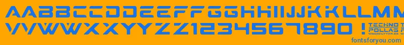 Technopollas Font – Blue Fonts on Orange Background