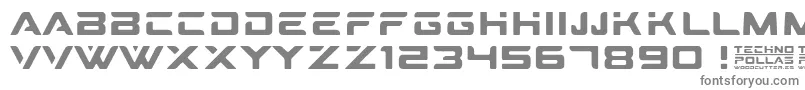 Technopollas-fontti – harmaat kirjasimet valkoisella taustalla