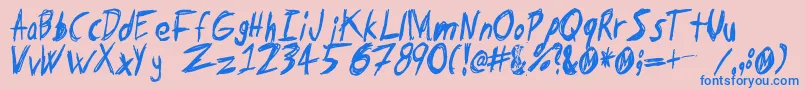 Tape Loop Font – Blue Fonts on Pink Background