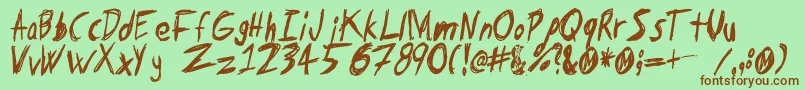 Tape Loop-Schriftart – Braune Schriften auf grünem Hintergrund