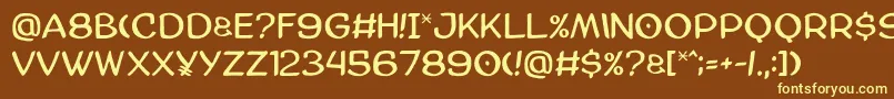 Amazgodamat-fontti – keltaiset fontit ruskealla taustalla