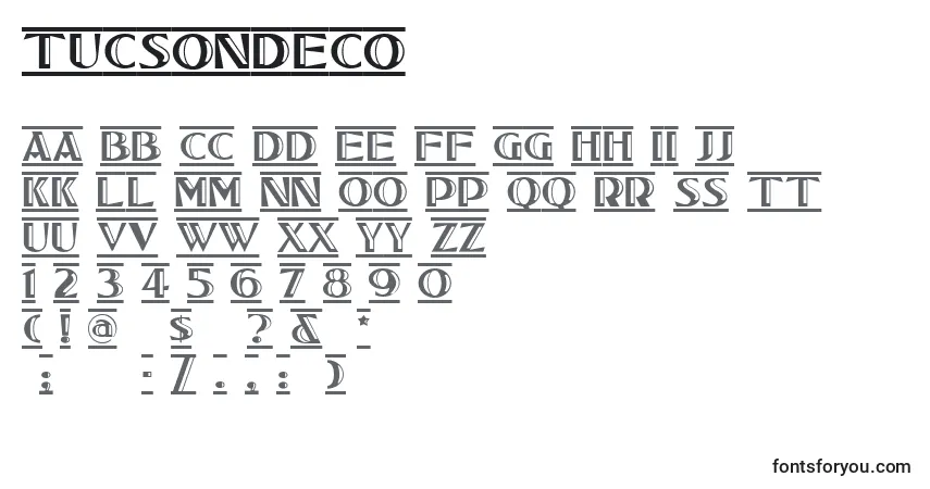 A fonte TucsonDeco – alfabeto, números, caracteres especiais
