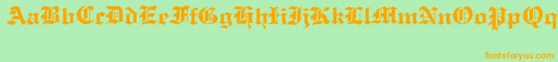 OldCologneRegular-Schriftart – Orangefarbene Schriften auf grünem Hintergrund