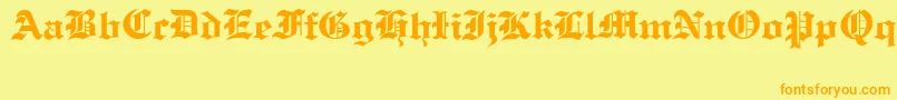 OldCologneRegular-Schriftart – Orangefarbene Schriften auf gelbem Hintergrund