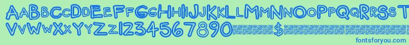 Funbear Font – Blue Fonts on Green Background