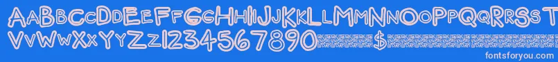 Funbear Font – Pink Fonts on Blue Background