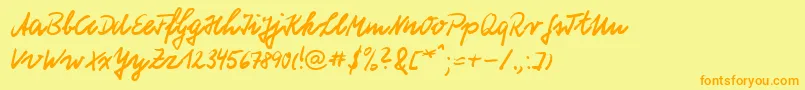 フォントHwSchneidDb – オレンジの文字が黄色の背景にあります。