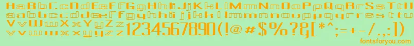 PecotExp-Schriftart – Orangefarbene Schriften auf grünem Hintergrund