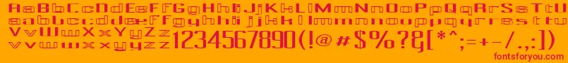 PecotExp-Schriftart – Rote Schriften auf orangefarbenem Hintergrund