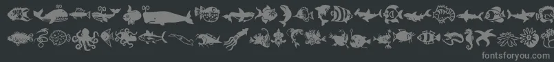 フォントMinipicslilfishies – 黒い背景に灰色の文字