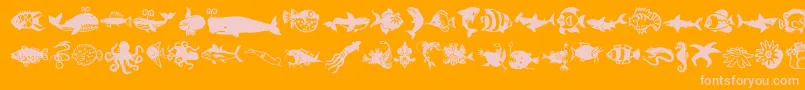 Fonte Minipicslilfishies – fontes rosa em um fundo laranja