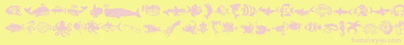 Minipicslilfishies Font – Pink Fonts on Yellow Background