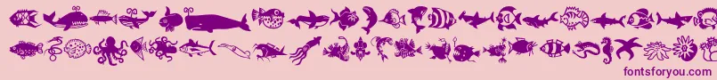 Minipicslilfishies-Schriftart – Violette Schriften auf rosa Hintergrund