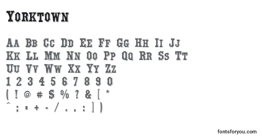 Yorktown font – alphabet, numbers, special characters