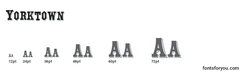Yorktown font sizes