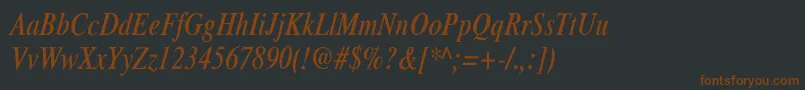 Шрифт XeroxSerifNarrowItalic – коричневые шрифты на чёрном фоне
