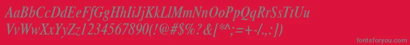 フォントXeroxSerifNarrowItalic – 赤い背景に灰色の文字
