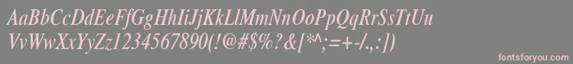 Fonte XeroxSerifNarrowItalic – fontes rosa em um fundo cinza