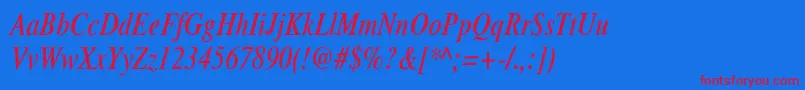 XeroxSerifNarrowItalic Font – Red Fonts on Blue Background