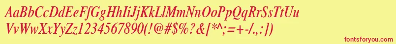 XeroxSerifNarrowItalic Font – Red Fonts on Yellow Background