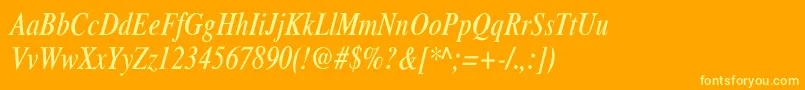 フォントXeroxSerifNarrowItalic – オレンジの背景に黄色の文字