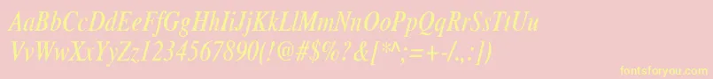 XeroxSerifNarrowItalic-Schriftart – Gelbe Schriften auf rosa Hintergrund