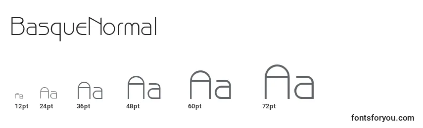 Размеры шрифта BasqueNormal