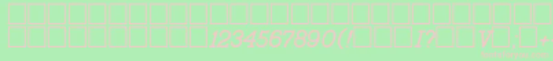 Bo2431a-fontti – vaaleanpunaiset fontit vihreällä taustalla