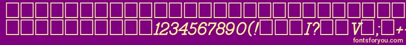 Bo2431a-fontti – keltaiset fontit violetilla taustalla